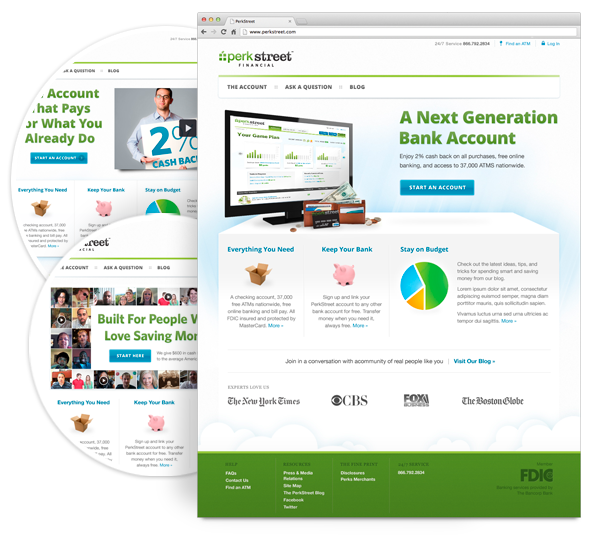 PerkStreet Homepage Designs by Mike Scopino
